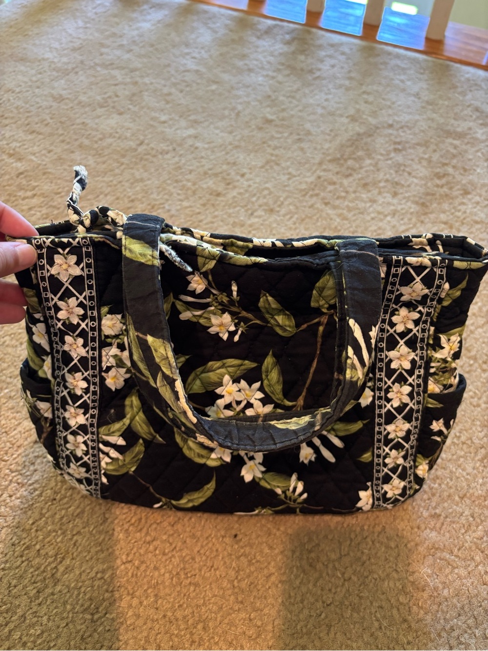 Vintage Vera Bradley Jasmine Quilted Cotton Shoulder Tote Bag Retired 2003